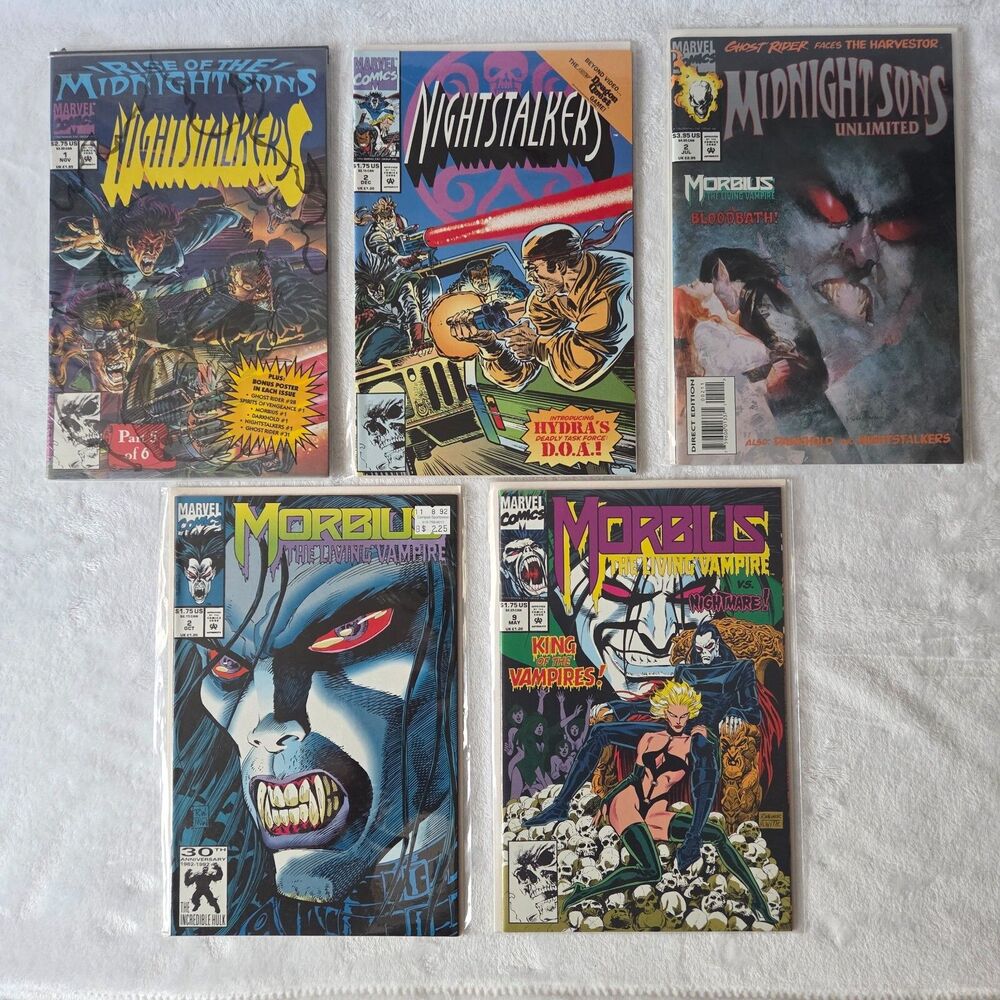 Midnight Sons Lot | Morbius #2 & #9, Nightstalkers #1 (Polybag), #2, MSU #2